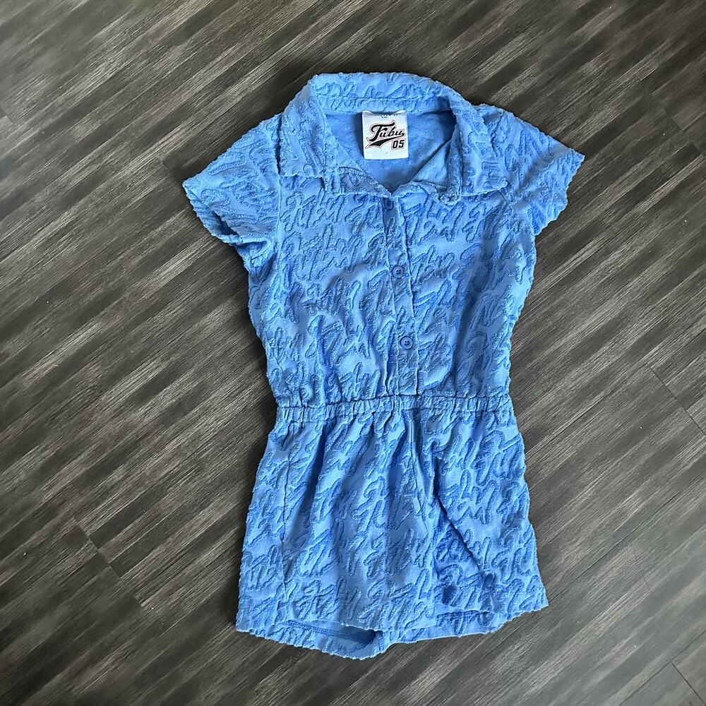 Girls Blue Terrycloth Romper Fubu Logo Size 11/12